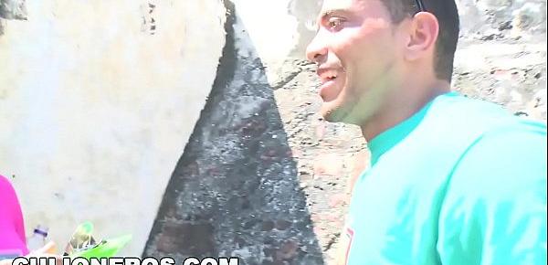  CULIONEROS - Busty Black Tour Guide "Karina" Sucking Dick On Historic Site